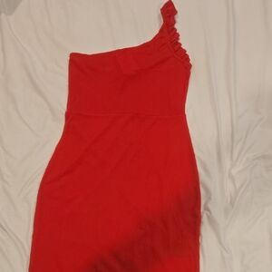 H&M Vibrant Red One-Shoulder Dress